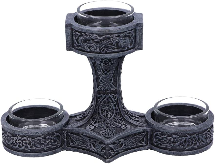 Nemesis Now Thor's Hammer Tea Light Holder 18.5cm, Silver