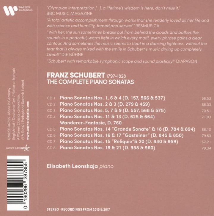 Elisabeth Leonskaja - Schubert: Sämtliche Klaviersonaten, Wanderer-Fantasie [Audio-CD]