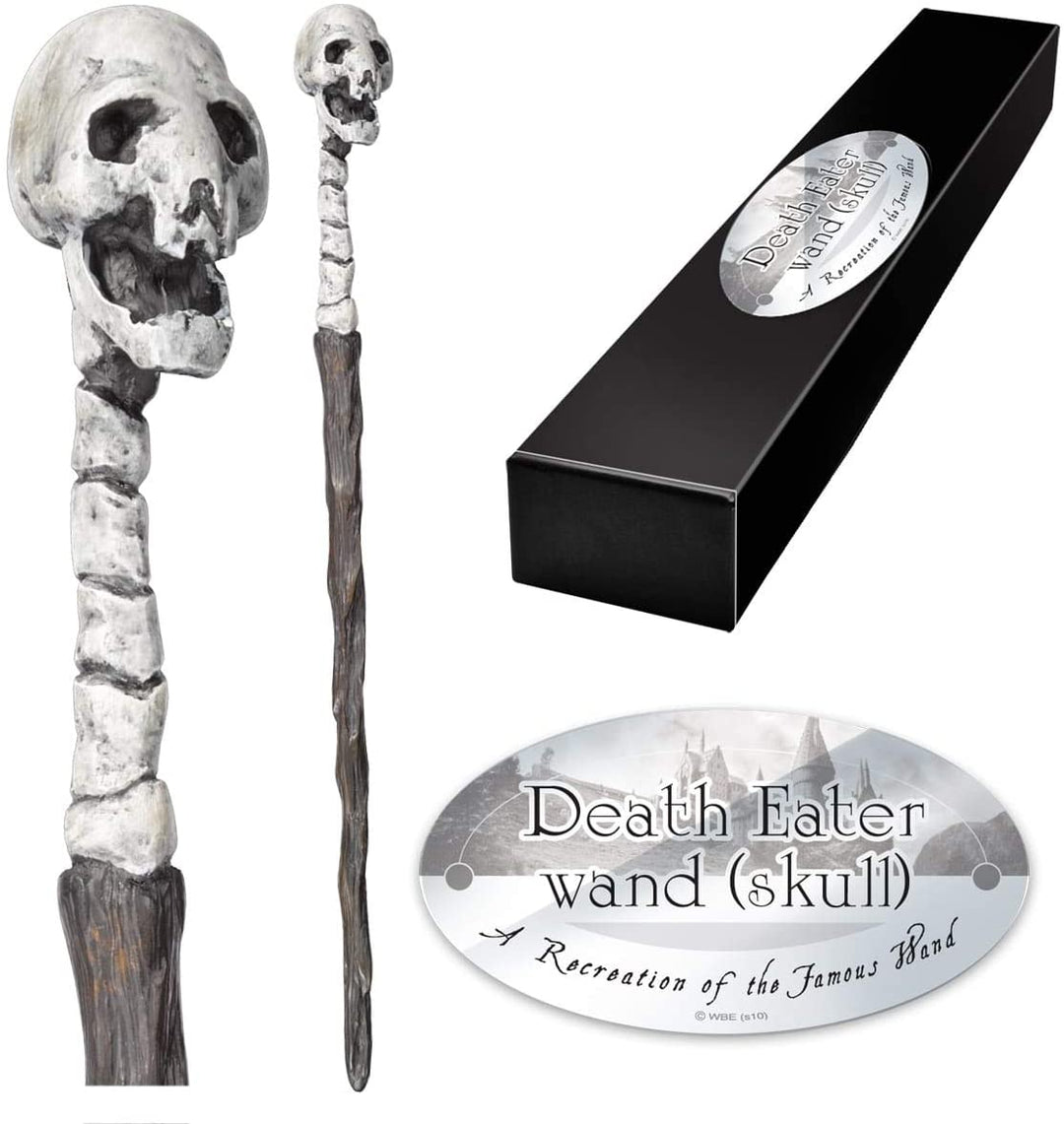 The Noble Collection Baguette de personnage de crâne de mangemort 14 pouces (35 cm) Baguette du monde des sorciers avec étiquette de nom