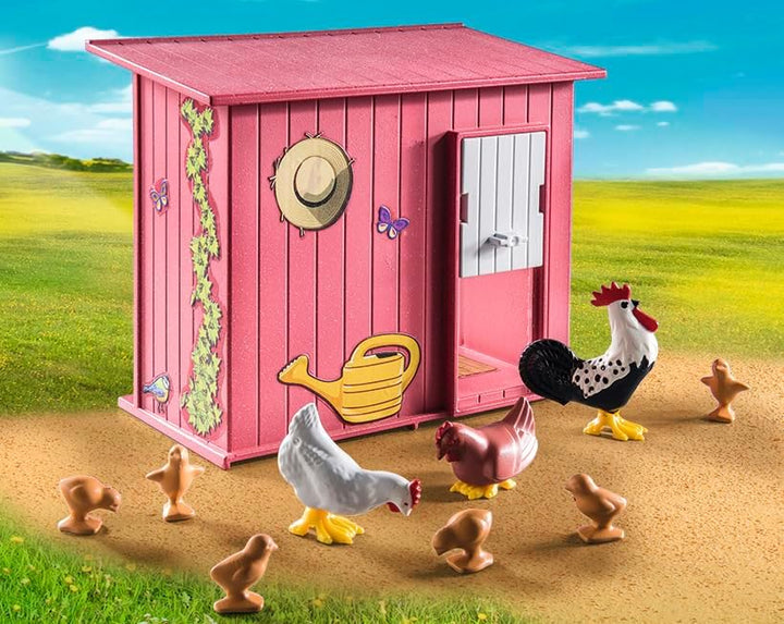 Playmobil 71308 Country Hen House, a ful chicken family for your Farm - chicken coop with a rooster