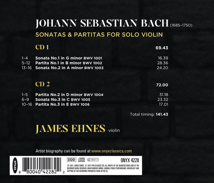 Ehnes, James – Bach: Sonaten und Partiten für Solovioline [Audio-CD]