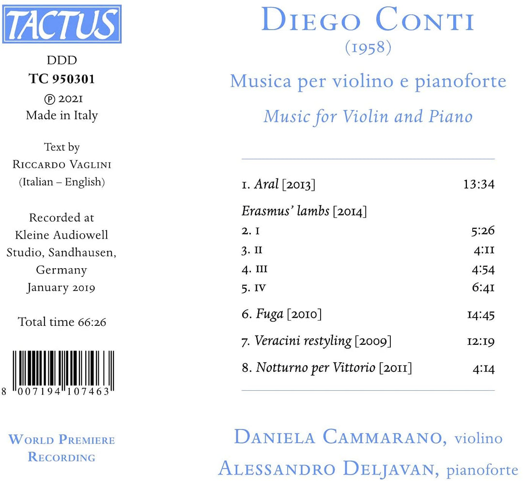 Conti: Musik für Violine/Klavier [Daniela Cammarano; Alessandro Deljavan] [Tactus: TC 950301] [Audio CD]