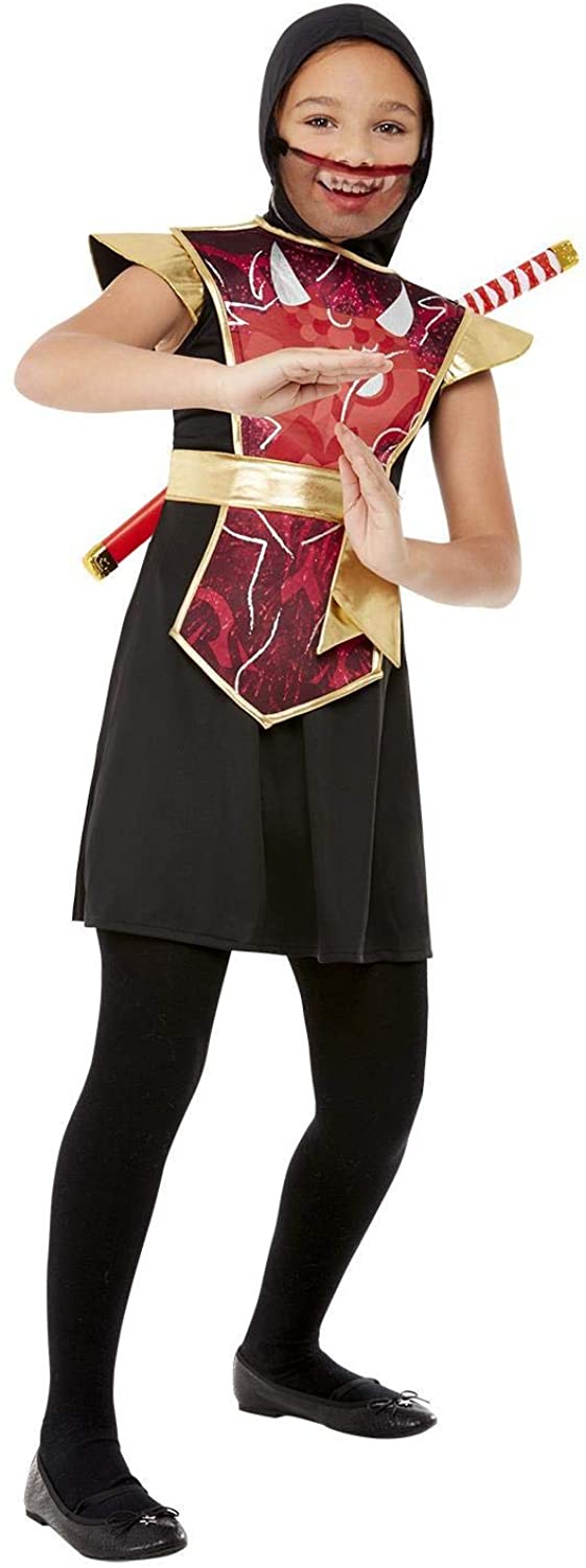 Smiffys Ninja-Krieger-Kostüm für Mädchen, Smiffys Ninja-Krieger-Kostüm, Alter 10–12