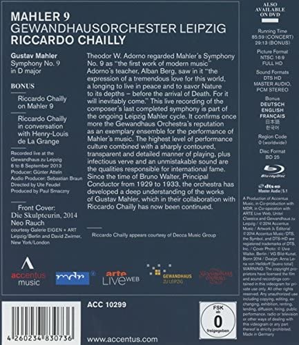 Mahler: Symphonie Nr.9 [Riccardo Chailly, Gewandhausorchester Leipzig] [2014] [Region Free] [Blu-ray]