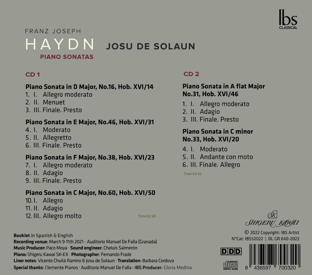 Haydn: Klaviersonaten [Josu de Solaun] [Ibs Classical: IBS52022] [Audio CD]