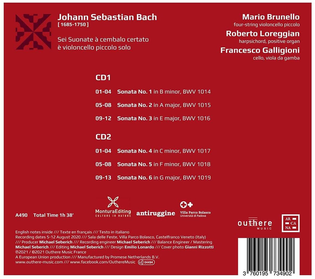 Bach: Sei suonate à cembalo certato è violoncello piccolo solo [Audio CD]