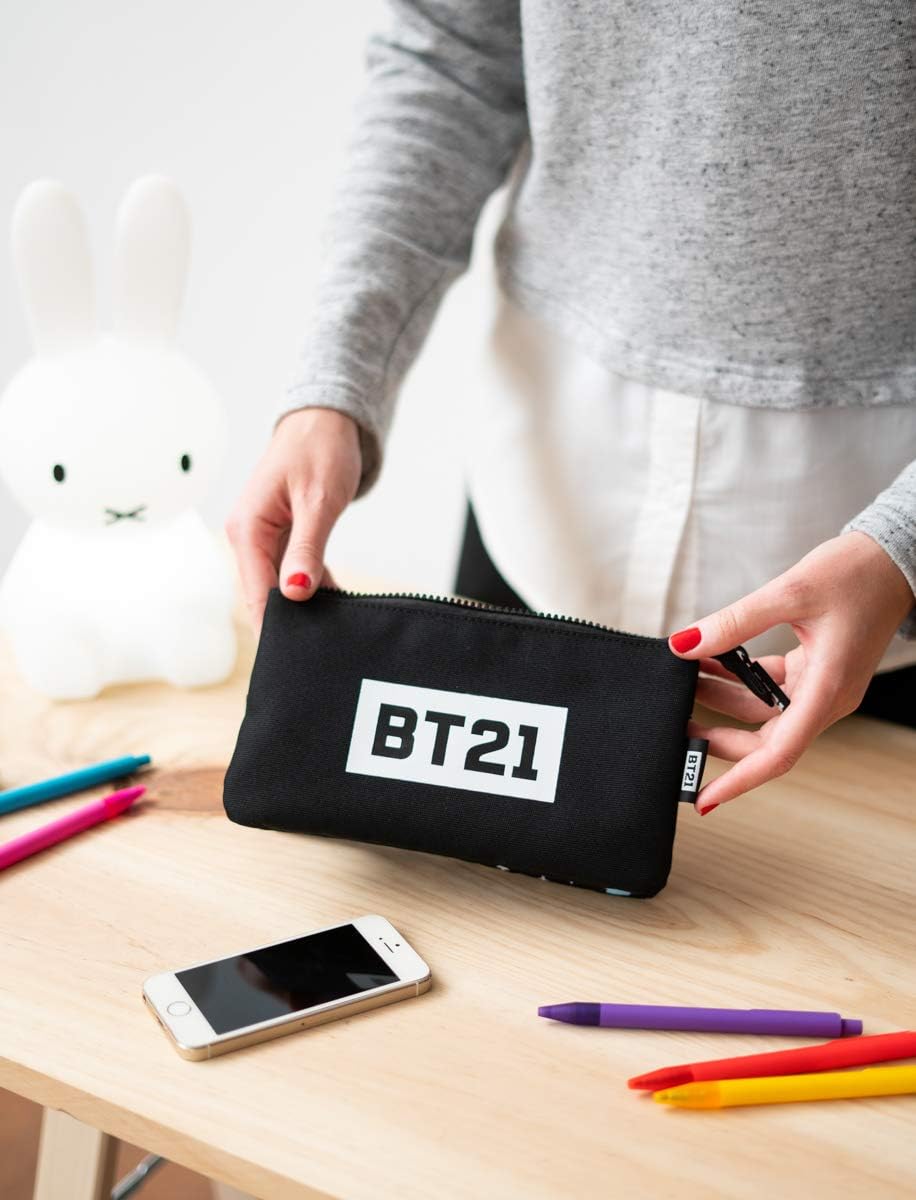 Grupo Erik BT21 Pencil Case - Cool Collection - Large Pencil Case - Triple Pocket Pencil Case