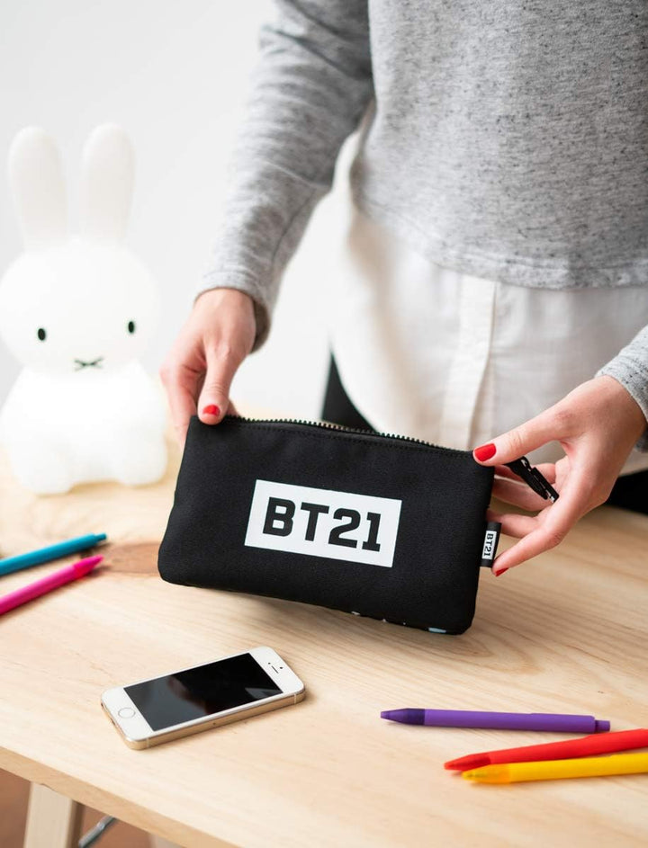 Grupo Erik BT21 Pencil Case - Cool Collection - Large Pencil Case - Triple Pocket Pencil Case