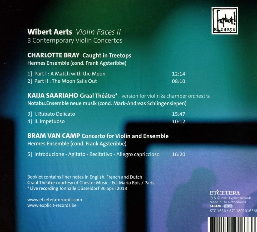 Hermes Ensemble - AERTS, Wibert / BRAY, Charlotte / SAARIAHO, Kaija / VAN CAMP, Bram: Violin Faces II [Audio CD]