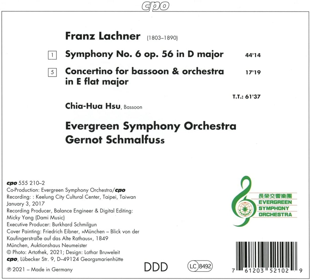 Lachner: Symphonie Nr. 6 [Chia-Hua Hsu; Evergreen Symphony Orchestra; Gernot Schm [Audio-CD]