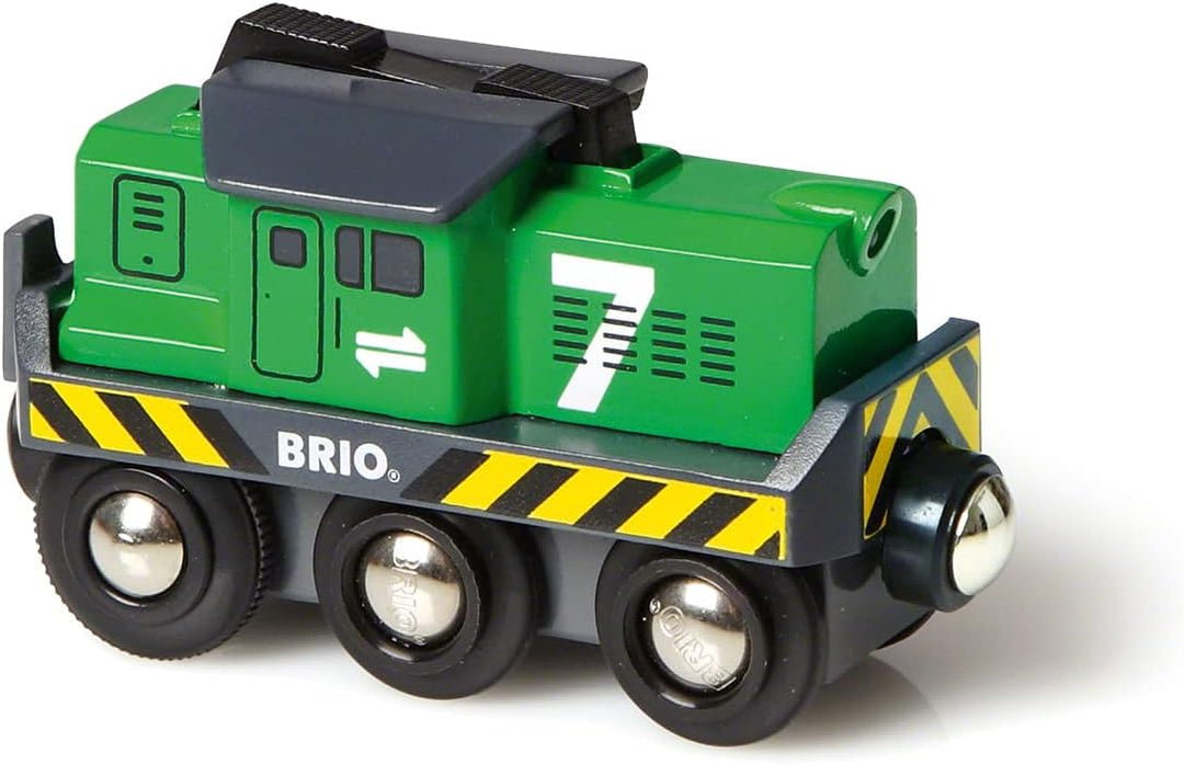 BRIO 33214 Güterzug mit Lokomotive – batteriebetriebener Zug für Kinder ab 3 Jahren – kompatibel mit allen BRIO-Eisenbahnsets und Zubehör, mehrfarbig