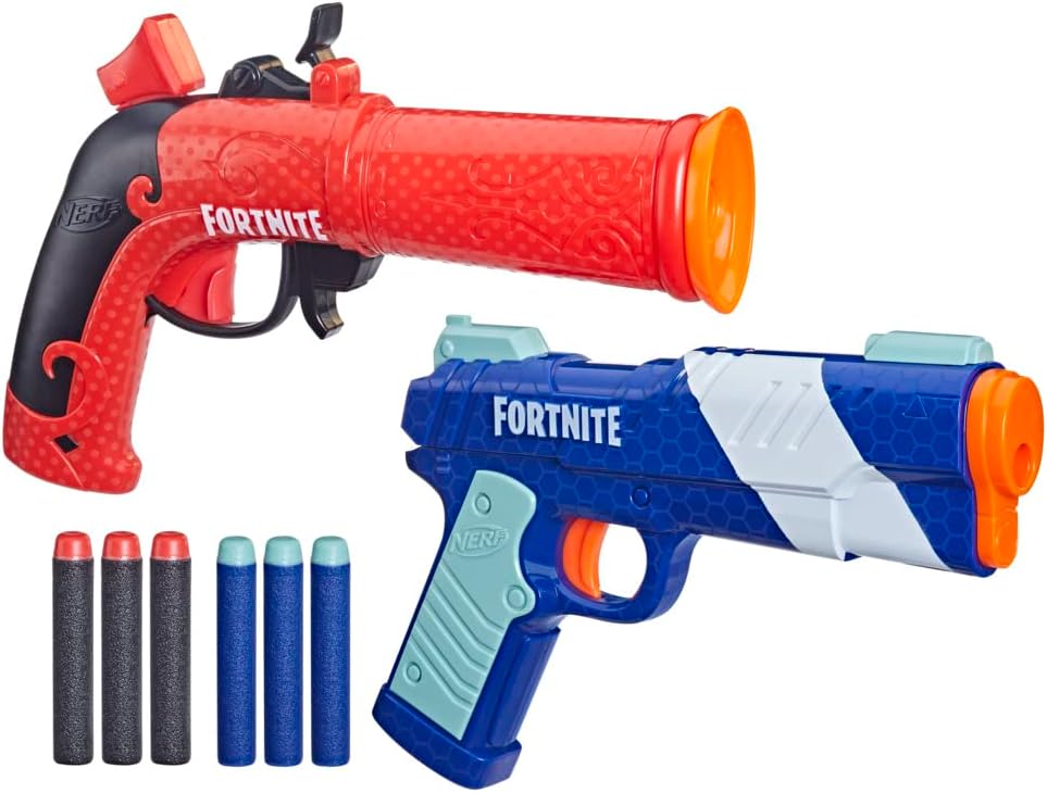 Nerf Fortnite Dual Pack, includes 2 Fortnite Blasters and 6 Nerf Elite Darts