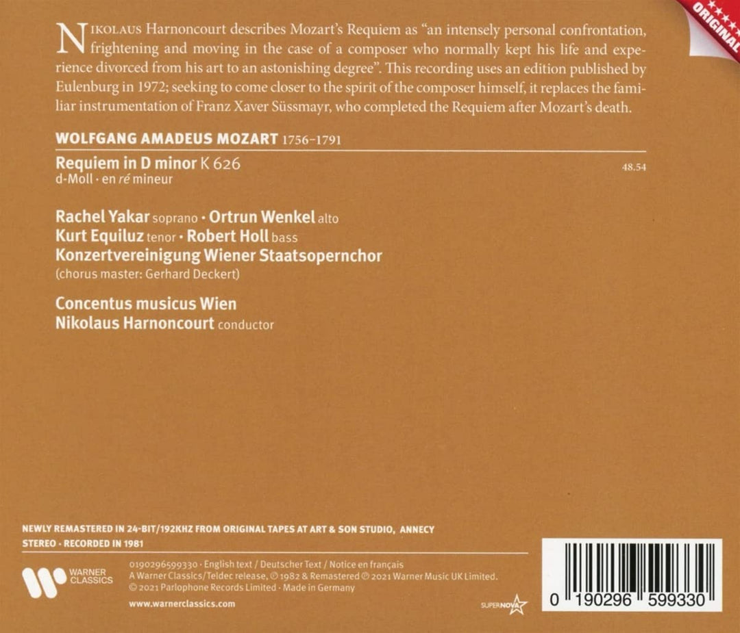 Nikolaus Harnoncourt - Mozart: Requiem [Audio-CD]