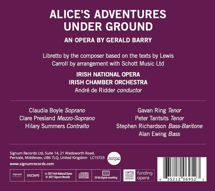 Boyle – Gerald Barry: Alice's Adventures Under Ground [Audio-CD]