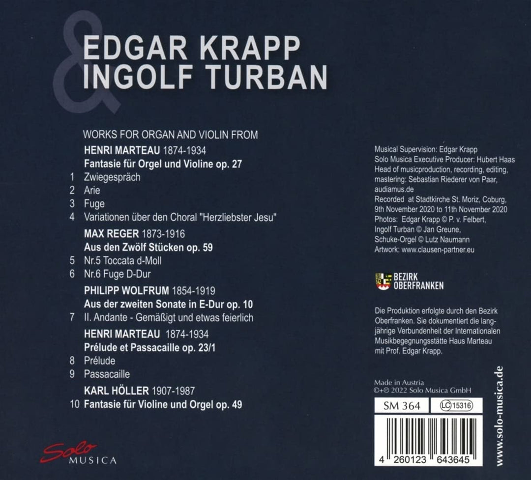 Orgelwerke [Edgar Krapp; Ingolf Turban] [Solo Musica: SM364] [Audio CD]