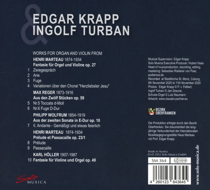 Organ Works [Edgar Krapp; Ingolf Turban] [Solo Musica: SM364] [Audio CD]