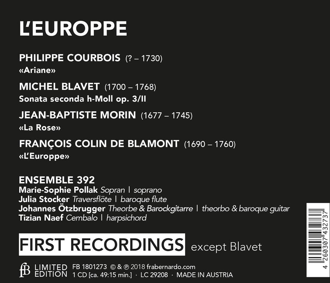 Ensemble 392 - L EUROPPE: Französische Barockkantaten [Audio CD]