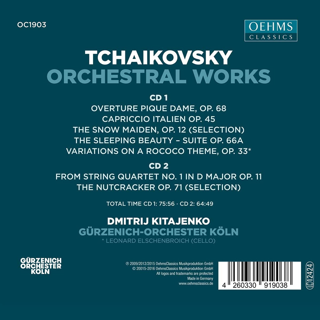 Gürzenich-Orchester Köln – Kitajenko dirigiert Tschaikowski-Orchesterwerke [Verschiedene] [Oehms Classics: OC1903] [Audio-CD]