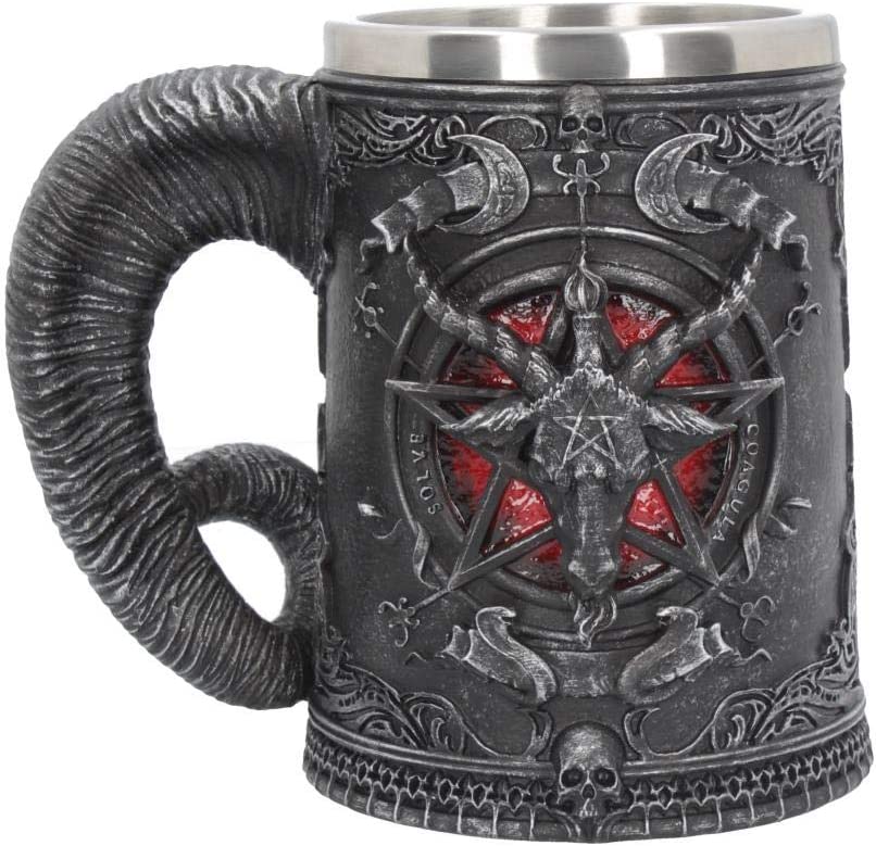 Nemesis Now Black, B4648N9 Baphomet Krug 16,5 cm Becher, Harz mit Edelstahl,