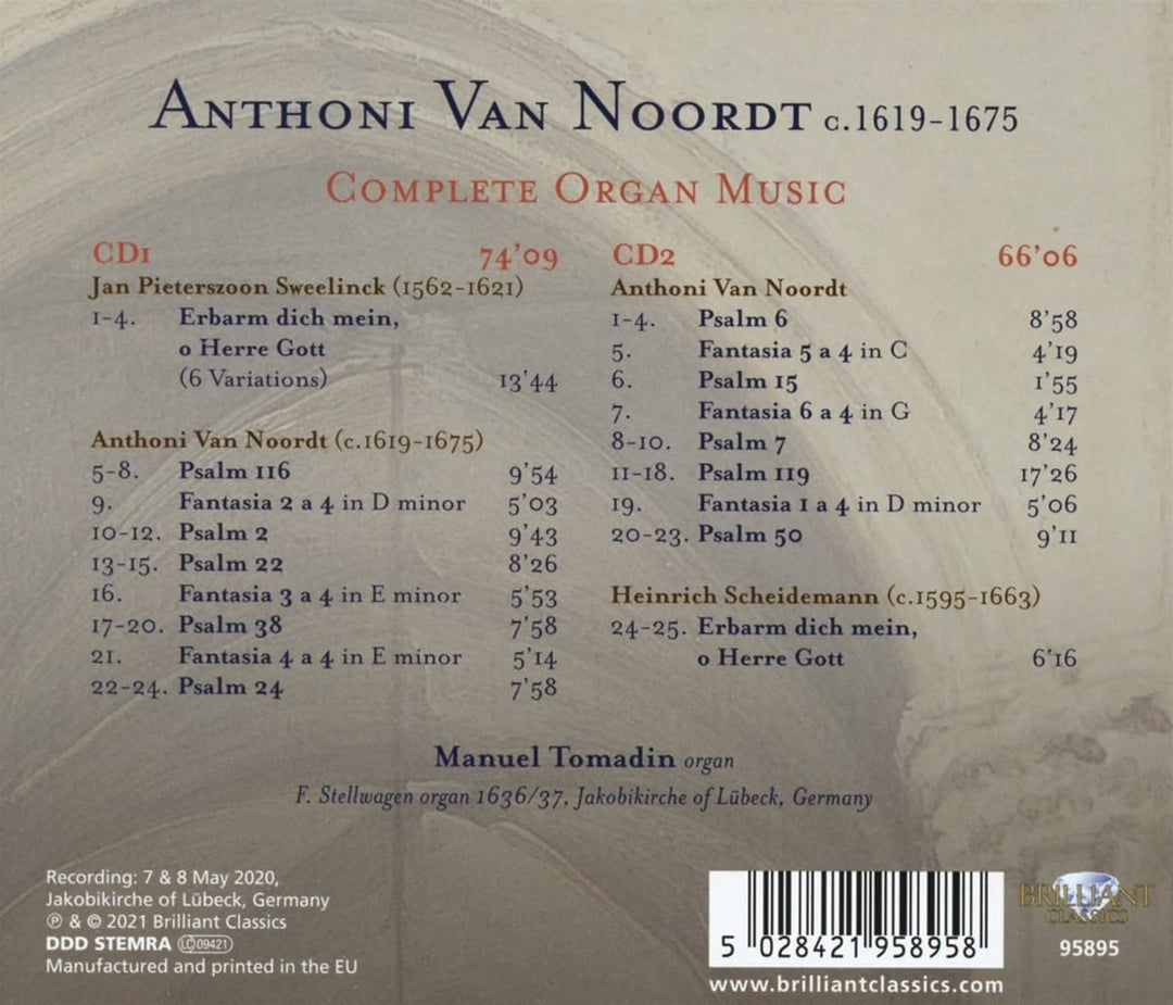 Manuel Tomadin - Van Noordt; Complete Organ Music [Audio CD]