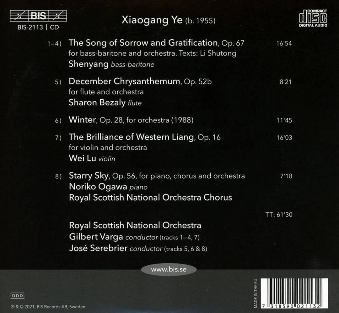 Ye: Winter [Royal Scottish National Orchestra; Shenyang; Sharon Bezaly; Wei Lu; Noriko Ogawa; Gilbert Varga; José Serebrier] [Bis: BIS2113] [Audio CD]