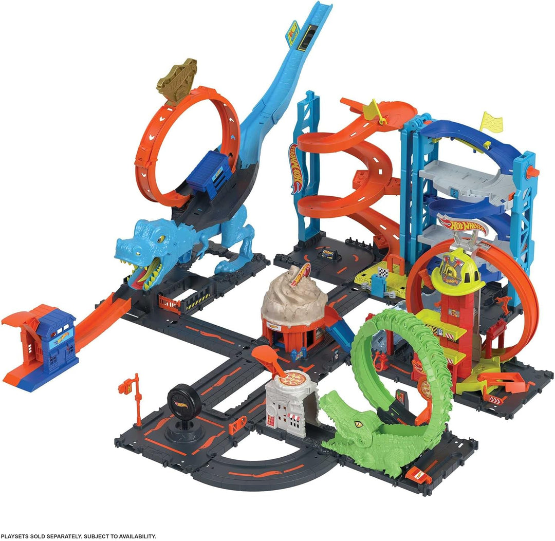 ?Hot Wheels City with 1 Toy Car, Kid-Powered Elevator, Water-Like Ramp, Track-Play Features