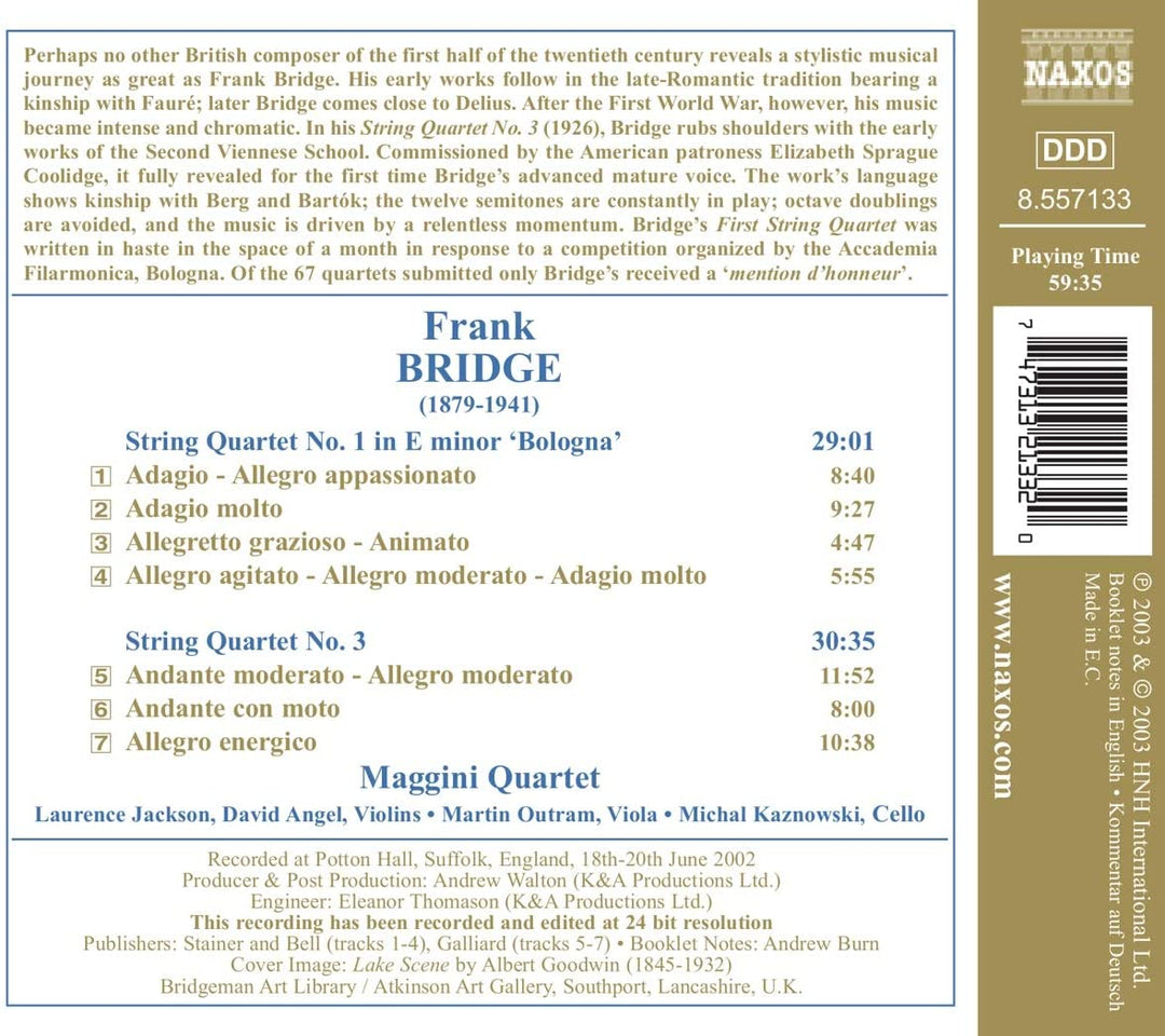 Bridge: Streichquartette Nr. 1 und 3 [Audio-CD]