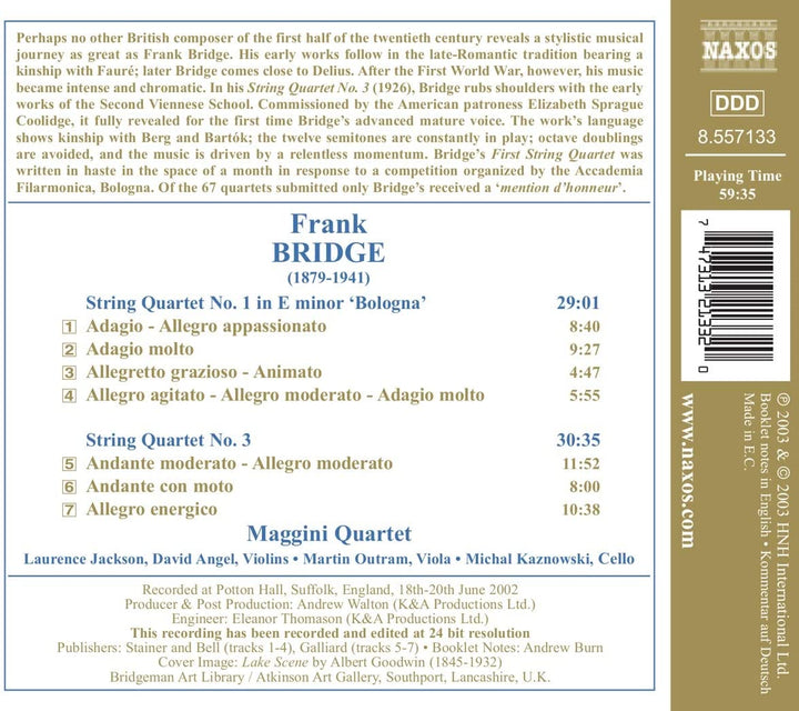 Bridge: Streichquartette Nr. 1 und 3 [Audio-CD]