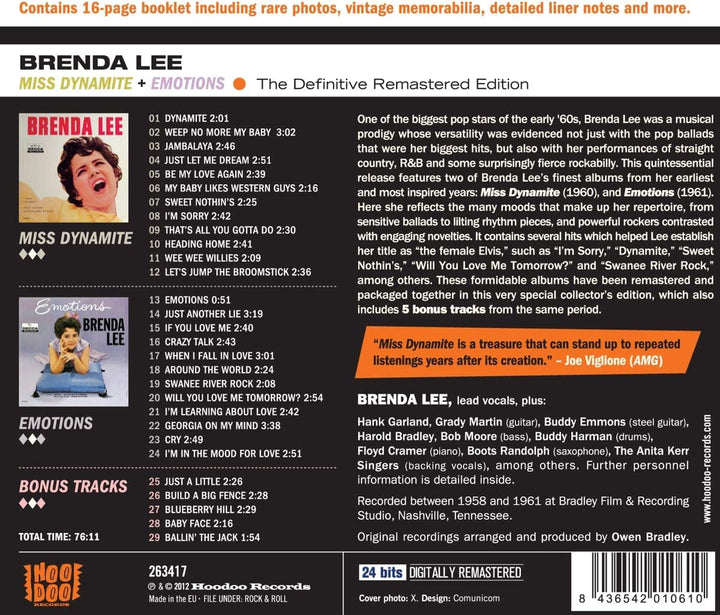 Brenda Lee – Miss Dynamite + Emotions + 5 Bonustracks [Audio-CD]