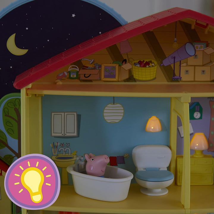 Peppa Pig Peppa's Adventures Peppa's Playtime to Bedtime House, Vorschulspielzeug, Sprache, Licht und Geräusche, ab 3 Jahren