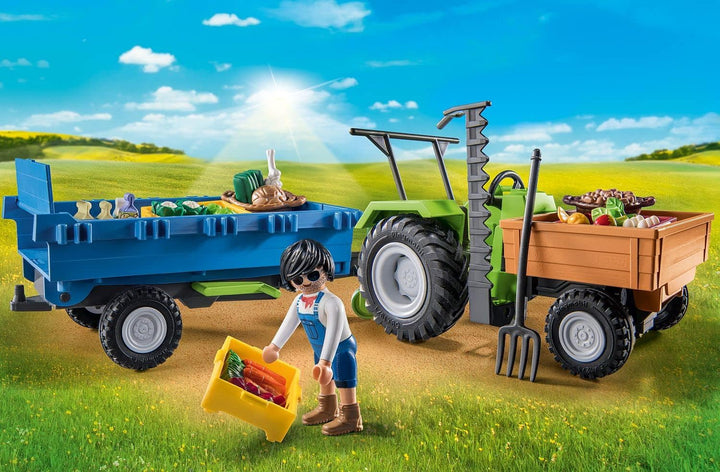 Playmobil Country 71249 Erntetraktor mit Anhänger inkl. Transportboxen, Gr