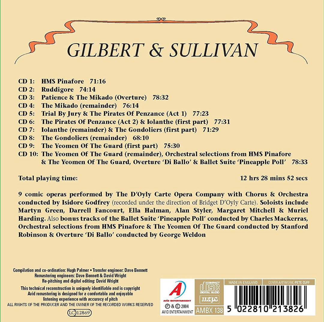 Gilbert und Sullivan – Opern von Gilbert und Sullivan (D'Oyly Carte Opera Company) ][Audio CD]