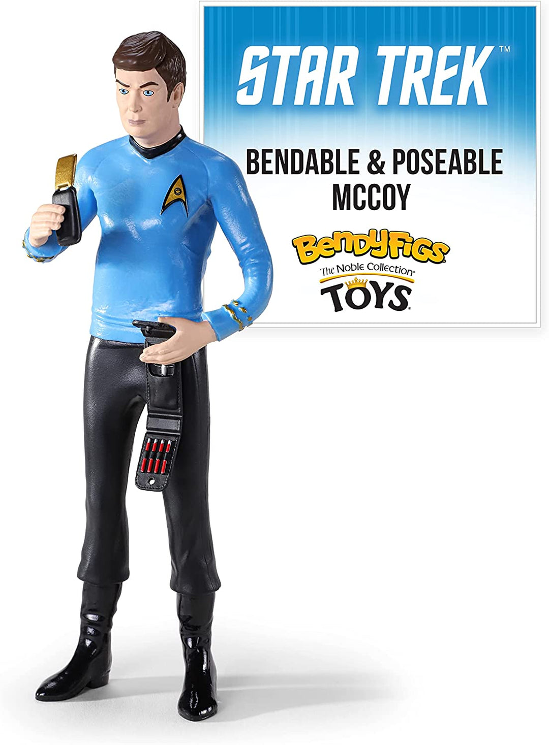 The Noble Collection Star Trek Bendyfigs Dr. McCoy – 7,5 Zoll (19 cm) Noble Toys Biegbare Figur, bewegliche Puppenfiguren zum Sammeln mit Ständer