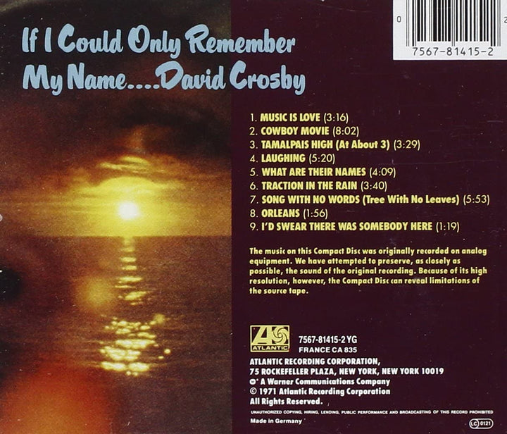 If I Could Only Remember My Name - Crosby Stills Nash & Young David Crosby  [Audio CD]