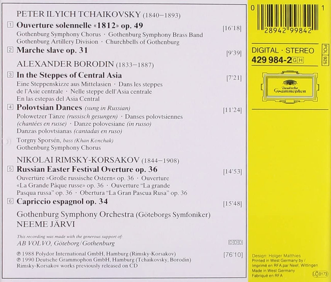 Borodin, Alexander Porfir'yevich – Tschaikowsky „1812-Ouvertüre“, Marche-Sklave usw. [Audio-CD]