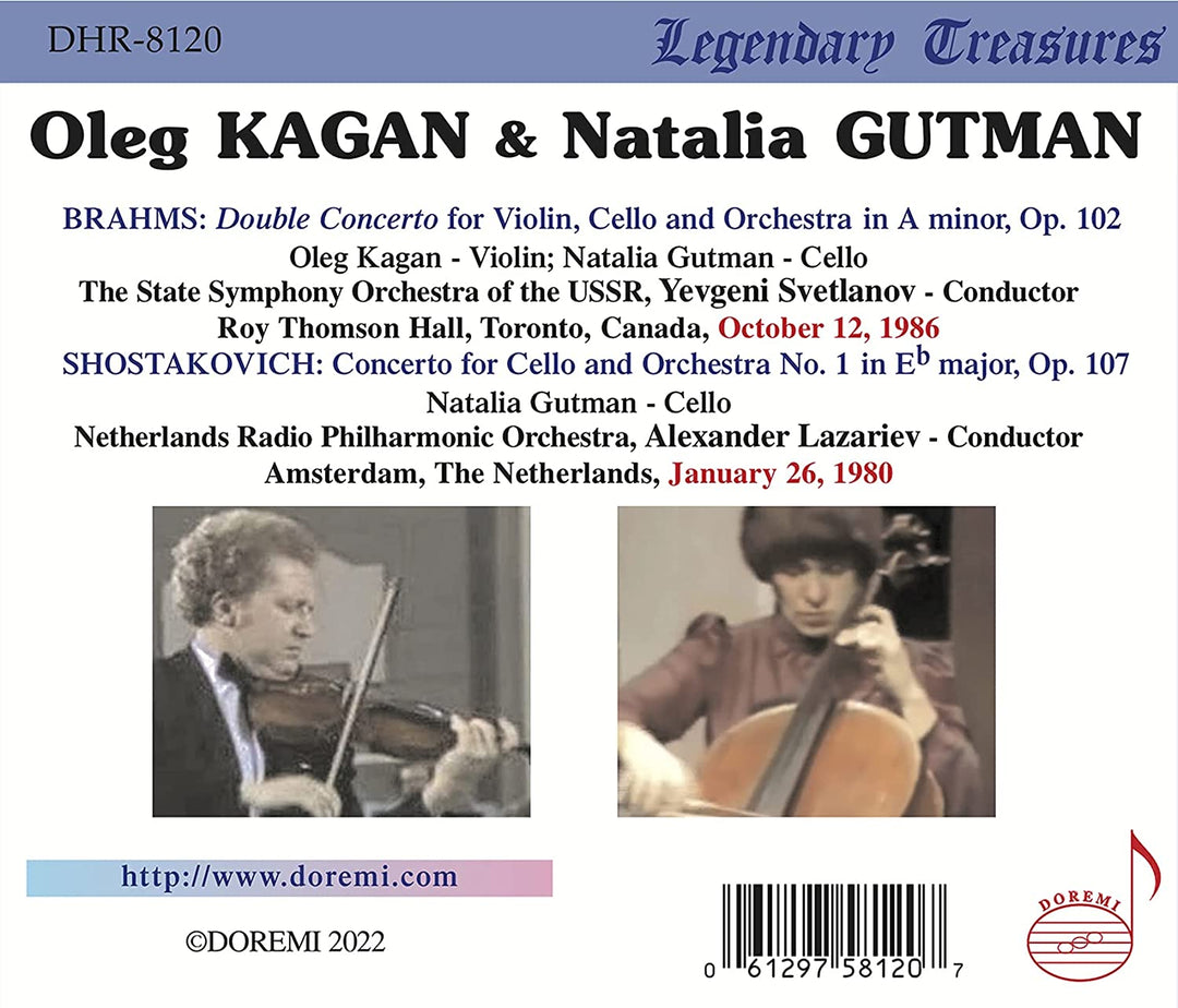 Oleg Kagan – Brahms; Schostakowitsch: Konzerte live aufgeführt [Oleg Kagan; Natalia Gutman; Alexander Lazariev] [Doremi: DHR-8120] [Audio CD]