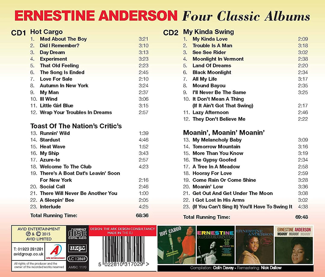 Ernestine Anderson – Vier klassische Alben (Hot Cargo / The Toast Of The Nation's Critics / My Kinda Swing / Moanin' Moanin' Moanin') [Audio-CD]