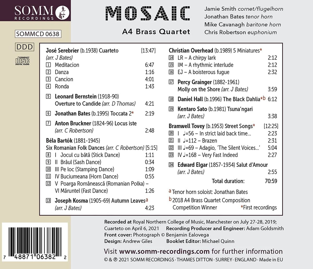 Mosaic [A4 Brass Quartet] [Somm Recordings: SOMM 0638] [Audio CD]