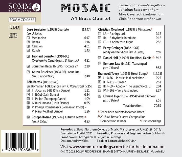 Mosaik [A4 Brass Quartet] [Somm Recordings: SOMM 0638] [Audio CD]