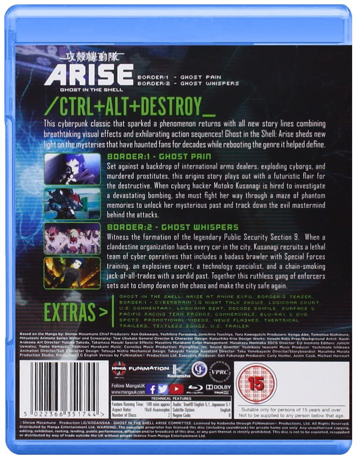 Ghost In The Shell Arise: Borders Teil 1 und 2 – Action/Science-Fiction [Blu-ray]