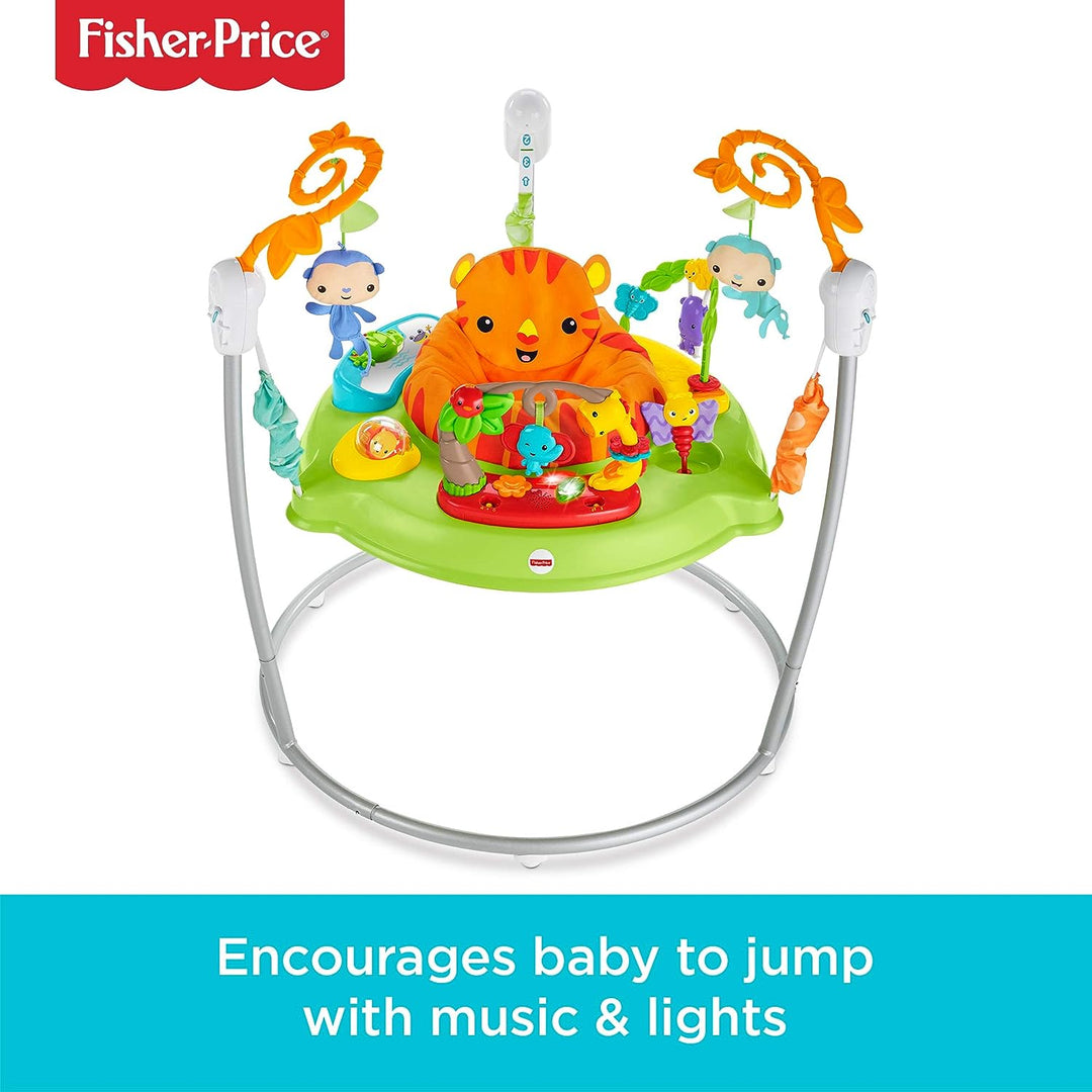 Fisher-Price Roarin' Rainforest Jumperoo, Aktivitätszentrum für Kleinkinder mit Musik, Lichtern und Geräuschen