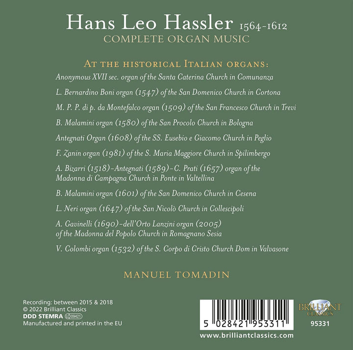 Hassler: Komplette Orgelmusik [Audio-CD]