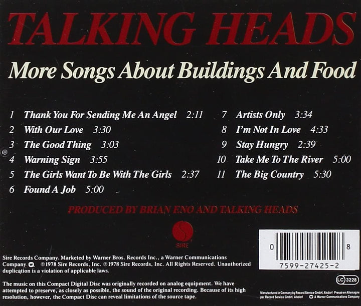 More Songs About Buildings And Food - Talking Heads [Audio CD]