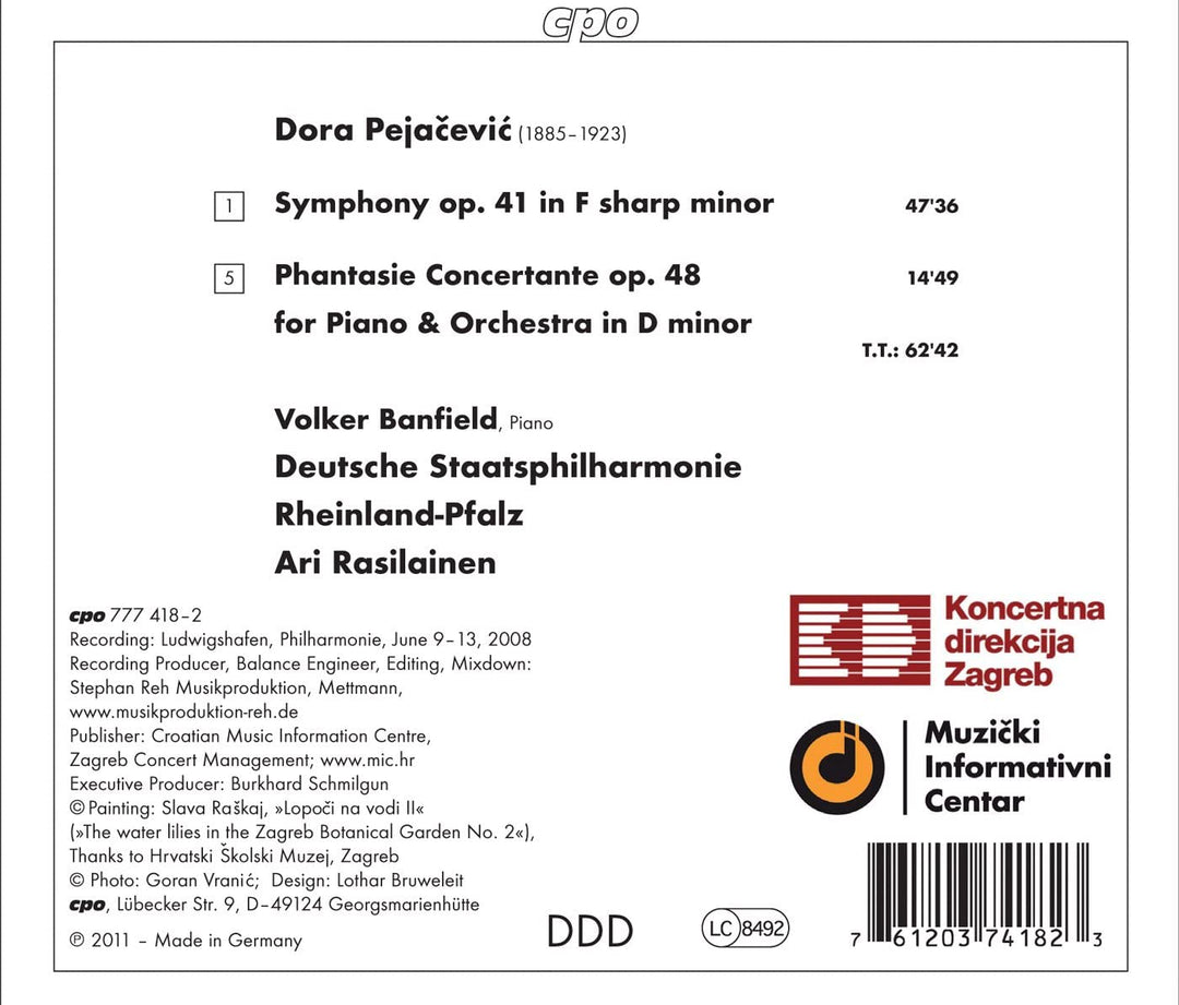 Pejacevic: Sinfonie Op. 41 In fis-Moll/Phantasie Concertante [Audio CD]