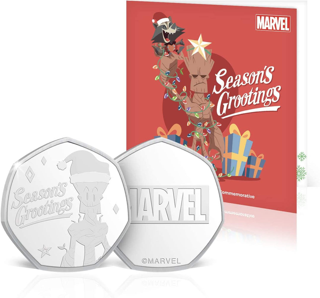 The Koin Club Marvel Groot Weihnachtskarte, Strumpffüller, Geschenke, Sammelmünze