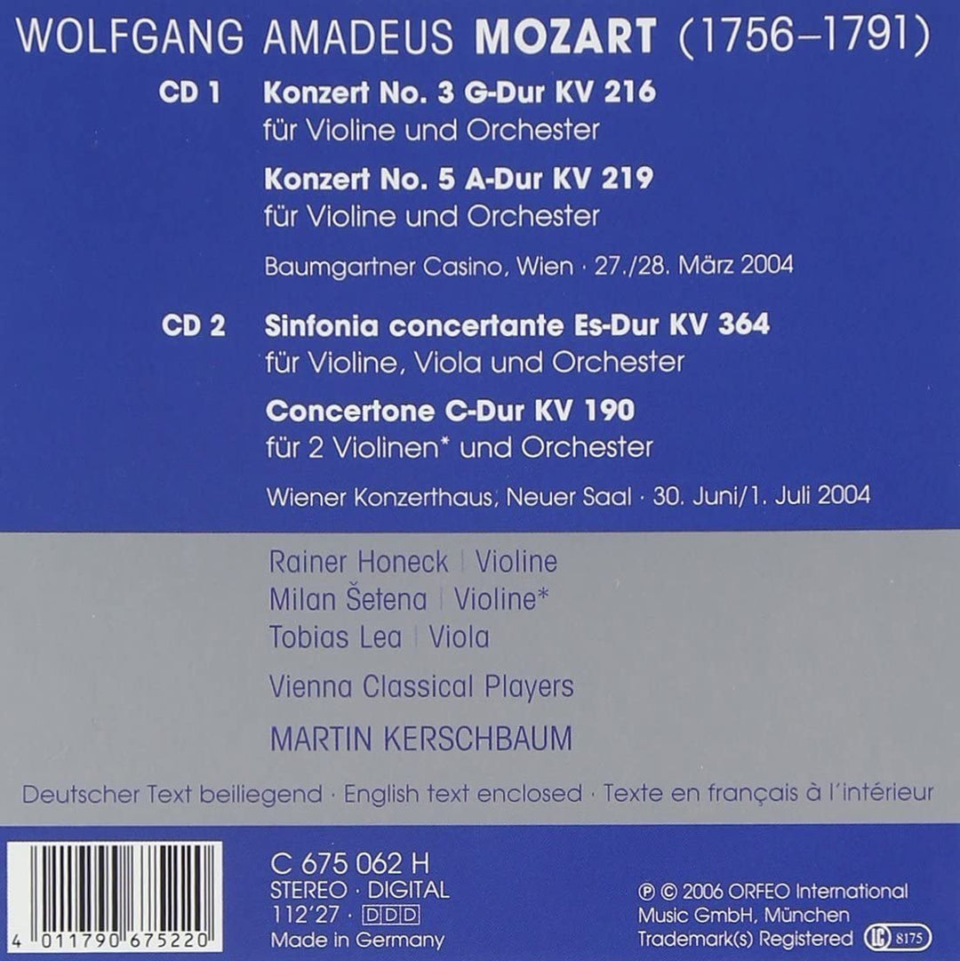 Wolfgang Amadeus Mozart - Mozart: Violinkonzerte [Audio CD]