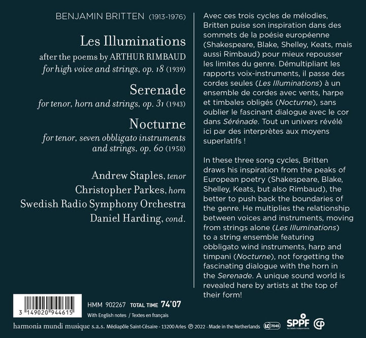 Staples, Andrew - Britten: Les Illuminations/Serenade/Nocturne [Audio CD] 