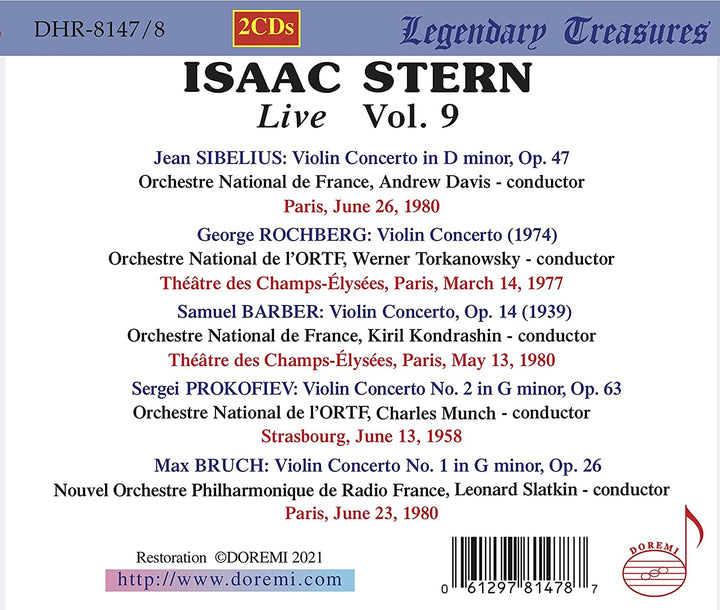 Isaac Stern – Isaac Stern Live Vol. 9 [Isaac Stern; Verschiedene] [Doremi: DHR-8147/8] [Audio CD]