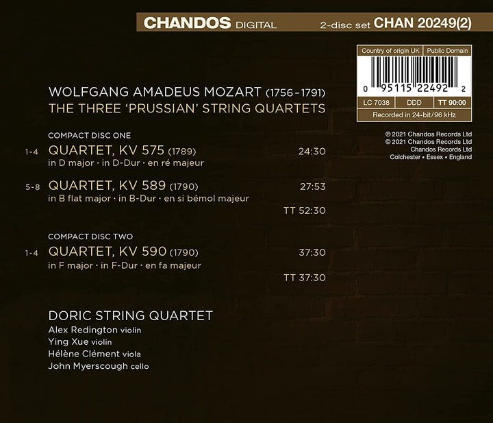 Mozart: Preußische Quartette [Dorisches Streichquartett] [Chandos Records: CHAN 20249(2)] [Audio-CD]