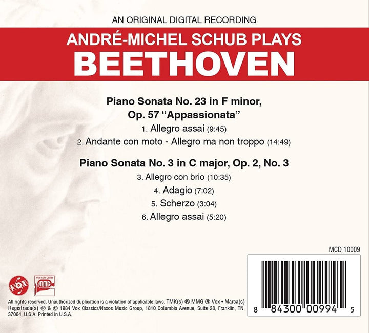 Ludwig van Beethoven: André-Michel Schub spielt Beethoven [André-Michel Schub] [Vox Classics: M 10009] [Audio CD]